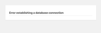 An Error Establishing a Database Connection