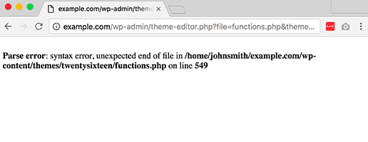 Wordpress Syntax Errors